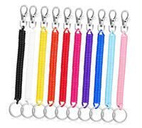 HONITANO 10 Pièces Porte Clés Spirale Élastique Porte Clé Ressort Extensible Corde Élastique pour Badges Cartes Identification Usage Quotidien