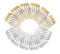 HONITANO 100 Pièces 100 Peignes à Cheveux à 5 Dents en Métal Argenté, Accessoires DIY pour Coiffures Faites Main, Peignes Latéraux pour Voiles de Mariée et Projets Créatifs