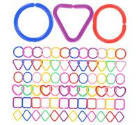 HONITANO 100 pièces Anneaux Plastique Chaîne Géométrique pour Garçon Fille Éveil Montessori pour Développement Sensoriel et Coordination Manuelle