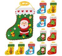 HONITANO 12 Pièces Kit Couture Chaussettes Noël Feutrine Matériel DIY pour Garçon Fille Loisirs Créatifs Éducatifs Décoration Festive à Coudre Activité Manuelle pour Filles et Garçons