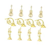 HONITANO 12 Pièces Miniature Instrument Model Christmas Tree Decorations DIY Garland Festival Home Decor Set with Violin French Horn and Bugle