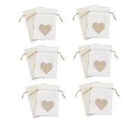 HONITANO 12 pièces Sachets Cordon Serrage Lin Sacs et Friandises avec Motif Cœur Pochettes Réutilisables pour Mariage Noël et Fête