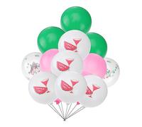 HONITANO 15 pièces Ballons Latex Motif Pastèque Décoration Fête Hawaïenne Accessoires Party Confettis Blanc Vert Rose Pailleté