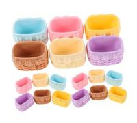 HONITANO 18 Pcs Miniature Woven Basket Model Mini Dollhouse Storage Baskets for Fairy Garden Kitchen Playset Picnic Fruit Bread Container Set