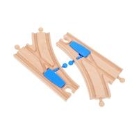 HONITANO 2 Pièces Accessoire de Bois Rail de Train à Aiguillage Bleu Éducatif Sécurisé pour Garçon Fille Compatible avec Circuits Majeurs Favorise Motricité et Créativité