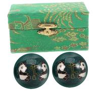 HONITANO 2 Pièces Balles de Fitness Chinoises Émail Vert Panda Lot de Boules de Massage pour Exercices de Poignée Renforcement et Relaxation des Mains avec Boîte Élégante
