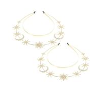HONITANO 2 pièces Bandeau Double Couche Doré pour Femme -tête Métal avec Étoiles à Six Branches et Lune Accessoire Décontracté pour Mariages et Fêtes
