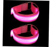 HONITANO 2 pièces Bracelets Lumineux LED Rechargeables pour Course Brassards Fluorescents Ajustables Nylon Légers et Durables Sécurité et Visibilité Améliorées Lot de Rose