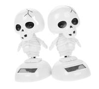 HONITANO 2 Pièces Décoration Solaire Halloween Dansant Ornement Voiture Tableau de Bord Figurine Tête Branlante Décor Crânes et Compact pour Bureau et Maison