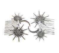 HONITANO 2 Pièces Lot de 2 Peignes Latéraux en Alliage Vintage Doré et Argenté, Accessoires Coiffure Décoratifs Étoiles et Lune pour Mariage et Bal, Peignes Décoratifs pour Cheveux Femme et