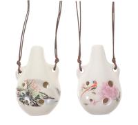 HONITANO 2 Pièces Lot de Ocarinas Porcelaine Blanche Flûtes à Portables pour Garçon Fille Débutants Design Délicat et Facile à Jouer Instrument de Musique Dinitiation Adapté Aux Musiciens