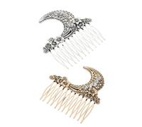 HONITANO 2 Pièces Peignes Latéraux en Alliage Vintage pour Chignon, Lot de 2 en Couleur Or Antique et Argenté, Accessoires Coiffure pour Mariage et Bal, Décorations à Motifs Floraux et