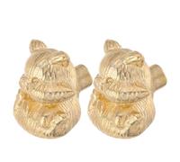 HONITANO 2 Pièces Poignée de Porte en Laiton Forme Chat Élégante pour Commode et Décoration Chambre Bébé, Installation Facile et Usage Polyvalent, Finition Or Raffinée