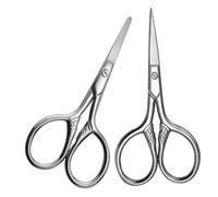 HONITANO 2pièces Ciseaux De Toilettage Petite Acier Inoxydable Pour Sourcils Et Barbe Homme Précision Pour Coupe Nez Et Moustache à Poinçon Et Arrondi