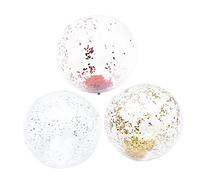 HONITANO 3 pièces Balles de Plage Gonflables PVC Transparent avec Paillettes Ballons de Plage Multicolores pour Fête Été Piscine et Activités Plein Air