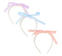 HONITANO 3 Pièces Headbands With Ribbon Bows And Simulation Pearls Lightweight Decorative Hair Accessories For Women Comfortable All-day Wear Elegant Sweet Style For Casual And Formal