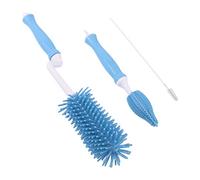 HONITANO 3 pièces Set de Brosses Silicone pour Biberons et Tétines Brosse Rotative et Flexible pour Nettoyage Accessoire de Soin pour Garçon Fille Bleu