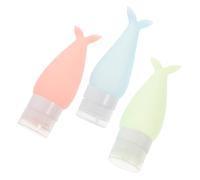 HONITANO 3 pièces Set de Flacons Vides Rechargeables Silicone pour Voyage Bouteilles Étanches et Légères pour Shampooing Lotion Liquide Couleurs Assorties Bleu Rose Vert Gris
