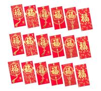 HONITANO 36 Pièces Enveloppes rouges traditionnelles du Nouvel An chinois avec symboles de chance Sacs festifs en papier rouge pour fête du printemps et célébrations