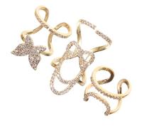 HONITANO 3pièces Anneaux De Doigt Zircone Pour Ongles Bijoux Élégants Pour Femme Accessoires Nail Art à Porter Pour Mariage Promenade Et Festivals