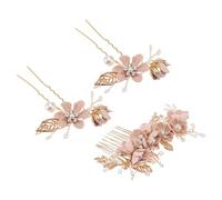 HONITANO 3pièces Barrette à Cheveux De Mariage Avec Perles Et Fleurs Coiffe De Mariée Pour Cheveux Longs Ou Courts Pour Femmes