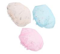 HONITANO 3pièces Bonnet De Réutilisable Étanche Double Pour Femme Et Fille Aux Cheveux Longs Protection Capillaire Design Antitache Et Éléments Dorés