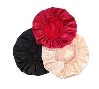 HONITANO 3pièces Bonnets De Nuit Satinés à De Soins Capillaires Satin Assortiment De Noir