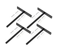 HONITANO 4 ensembles Support Étagère Invisible T Forme Équerres Fixation Murale Robustes pour Meuble Bibliothèque Cuisine Charge Lourde Acier Noir Durable