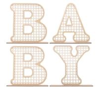 HONITANO 4 lettres décoratives pour baby shower : centres de table en bois découpées, alphabet, accessoires pour photomaton, fond pour fête d'anniversaire ou révélation du sexe du bébé