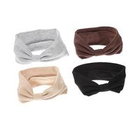 HONITANO 4 pièces Bandeaux Élastiques Noués Coton Lot de Accessoires pour Cheveux Noir Beige Gris Café pour Yoga et Confort et Style Assurés