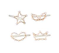 HONITANO 4 pièces Barrettes Cheveux Géométriques Alliage Perles Décoratives Cœur Étoile Couronne Lapin pour Filles Accessoires Coiffure Élégants