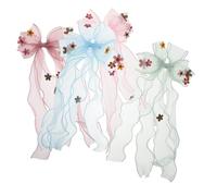 HONITANO 4 Pièces Barrettes pour Filles avec Grand Noeud Organza Clips Alligator Double Maille Accessoires Princesse pour Garçon Tout petits et Femmes Lot pour Anniversaire et Fête