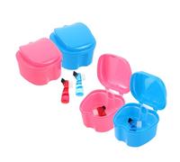 HONITANO 4 Pièces Boîte de Rangement pour Dentier avec Couvercles Tasse de Trempage avec Passoire et Brosse Double Face Étui Hygiénique Portable pour Soins Buccaux et Voyage