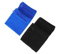 HONITANO 4 pièces Bracelet de Sport Respirant avec Pochette Zippée de Noirs Bleu pour Course Cyclisme et Activités Rangement Pratique pour Clés et