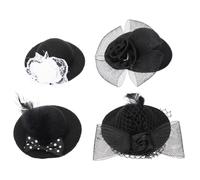HONITANO 4 pièces Mini Chapeaux Noirs pour Poupées Accessoires DIY Élégants pour Décoration et Coiffure