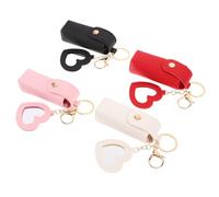 HONITANO 4 Pièces Mini Lipstick Case Keychain with Heart Mirror Portable Travel Lipstick Organizer Pouch for Purse for Girlfriend