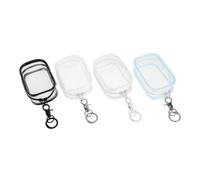 HONITANO 4 Pièces Sac Transparent PVC pour Poupées avec Porte-clés Pochette Suspendue Rigide Lot Rangement Compact pour Peluches Protection et Affichage Portable