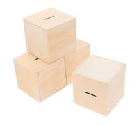 HONITANO 4 pièces Tirelires Bois Carrées à Peindre pour Garçon Fille Coffres à Économies DIY Décoratifs et Multifonctions pour Chambre Garçon Fille