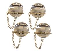 HONITANO 4 Pièces Verrou à Loquet Rétro Rond avec Chaîne Boucle Métallique Vintage pour Boîtes à Bijoux Boîtes et Meubles Fermeture Sécurisée et Décorative