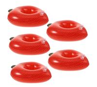 HONITANO 5 Pièces Porte Gobelets Gonflables PVC Forme Fraise Tapis Flottants pour Boissons Matelas Flottant Piscine pour Fête Plage et Bar Piscine