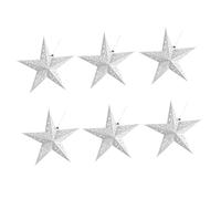 HONITANO 6 pièces Lampes Origami Étoile Papier Épais Abat Jour Forme de Pentagramme Décoration Lumineuse Intérieure pour Chambre Lot de Argentées