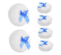 HONITANO 6 Pièces Powder Puff Set For Soft Plush Loose Powder Applicator With Bow Design Gentle Sensitive Skin Portable For Diaper Changes And Travel