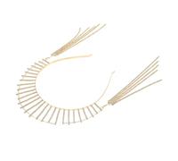 HONITANO accessoires de cheveux de gland Fille strass de mariée Glands chaîne de gland mode scintillant chaîne de tête de femme chaîne à tête de pompon de le fer. Doré