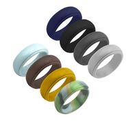 HONITANO Anneaux de Sport en Silicone Respirant, Lot de 8 Couleurs Assorties, Bagues Légères et Flexibles pour Hommes, Alliance Sportive pour Activités de Plein Air, Taille 8