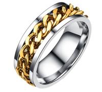 HONITANO Bague Homme Simple Acier Inoxydable Rotative or Avec Coffret Anneau Élégant Pour Garçons Et Hommes Bijoux Mode Chic Et Pratique