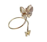 HONITANO Bague Nail Art Charme En Métal Doré Perle Et Zircone Pour Femmes Accessoire Décoration Ongles Fête Cérémonie Taille Unique