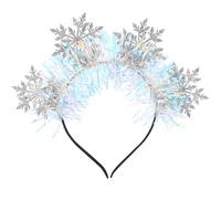 HONITANO Bandeau de Noël à Paillettes 4 Flocons Argentés Serrage-Tête Décoratif Léger pour Femmes et Filles Accessoire Festif pour Fêtes et Photos de Noël