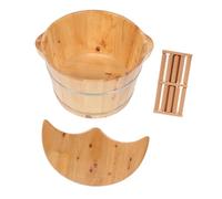 HONITANO Bassin de Trempage pour Pieds en Bois de Cèdre Taille Moyenne Couvercle et Billes de Massage, Bain de Pieds Isolant et Étanche pour Usage Domestique et Soins Personnels