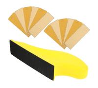 HONITANO Bloc de Ponçage Portable Plateau et 50 Feuilles de Papier de Verre Jaune, Tampon de Ponçage pour Bois, Outil Manuel pour Poncer et Polir Meubles et Travaux de Bricolage