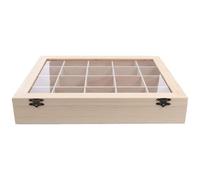 HONITANO Boîte de Présentation Bois avec Compartiments Ajustables pour Minéraux Pierres et Cristaux Coffret de Rangement Protection Anti-poussière pour Collection et Apprentissage